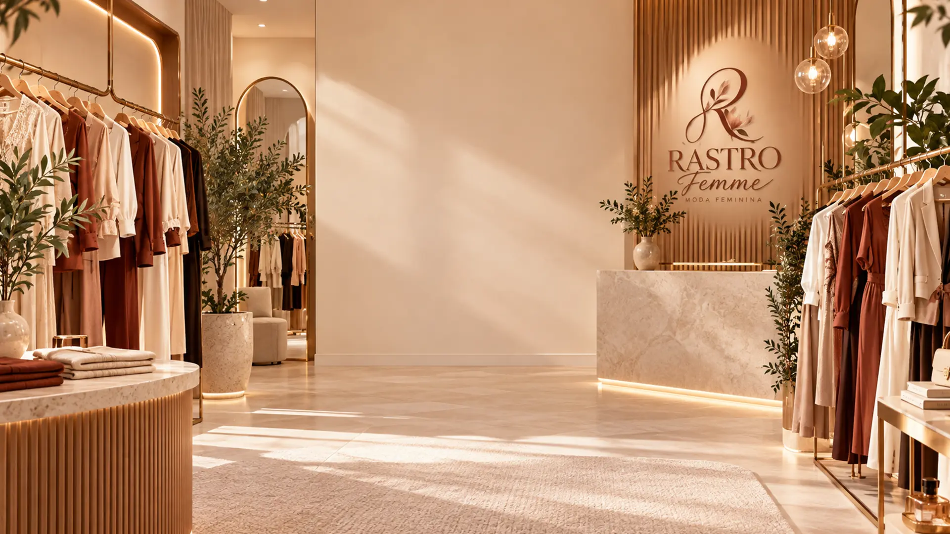 Mulher elegante vestindo peças da coleção Rastro Femme